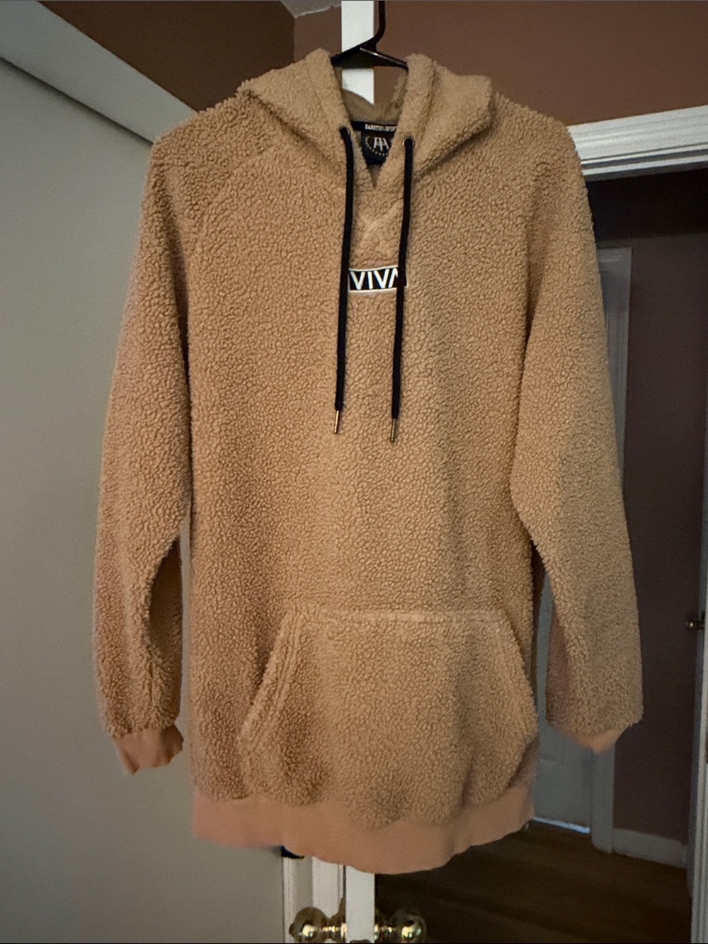 VIVA Men's Camel Sherpa Crewneck Hoodie
